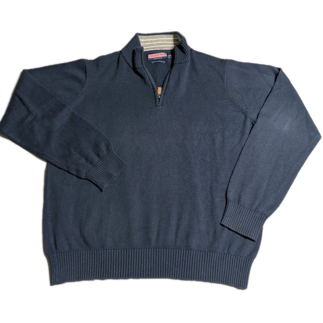 Vineyard Vines Mens M Blue 1/4 Zip Sweater Cotton Cashmere Pullover Knit